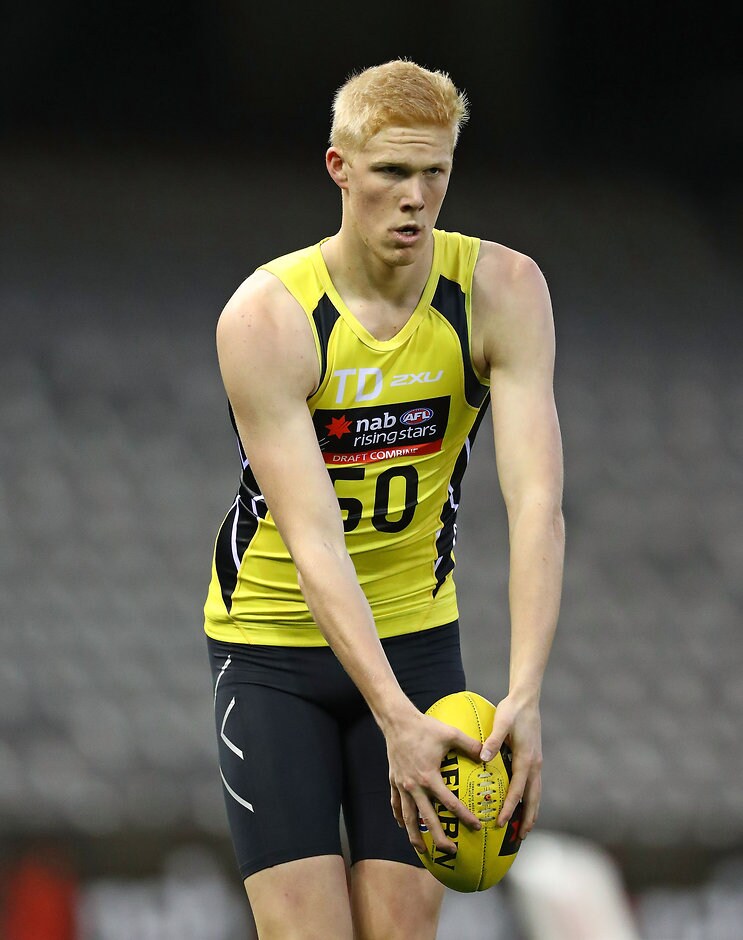 AFL 2016 Media - Draft Combine Day 2 MELBOURNE, AUSTRALIA - OCTOBER 07: Elliot Himmelberg runs with the ball as he completes the Goal Kicking Assessment during the NAB AFL Draft Combine at Etihad Stadium on October 07, 2016 in Melbourne, Australia. (Photo by Scott Barbour/AFL Media)